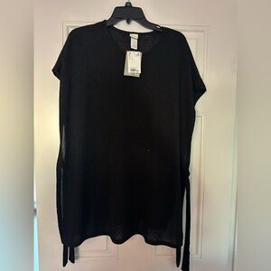 NWT H&M black short sleeve side tie tunic (L)